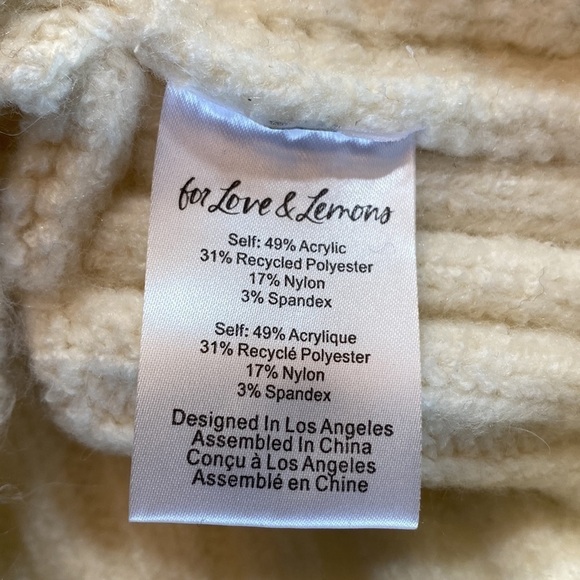 NWT For Love & Lemons Dominque Crop Tank Sweater in Ivory sz XL - Picture 10 of 10